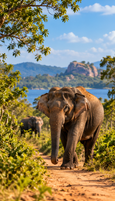 Wildlife safari landscape in the Yala region of Sri Lanka