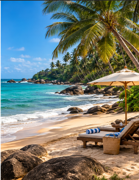 Tropical south coast of Sri Lanka featured during the Galle and beach section of the tour